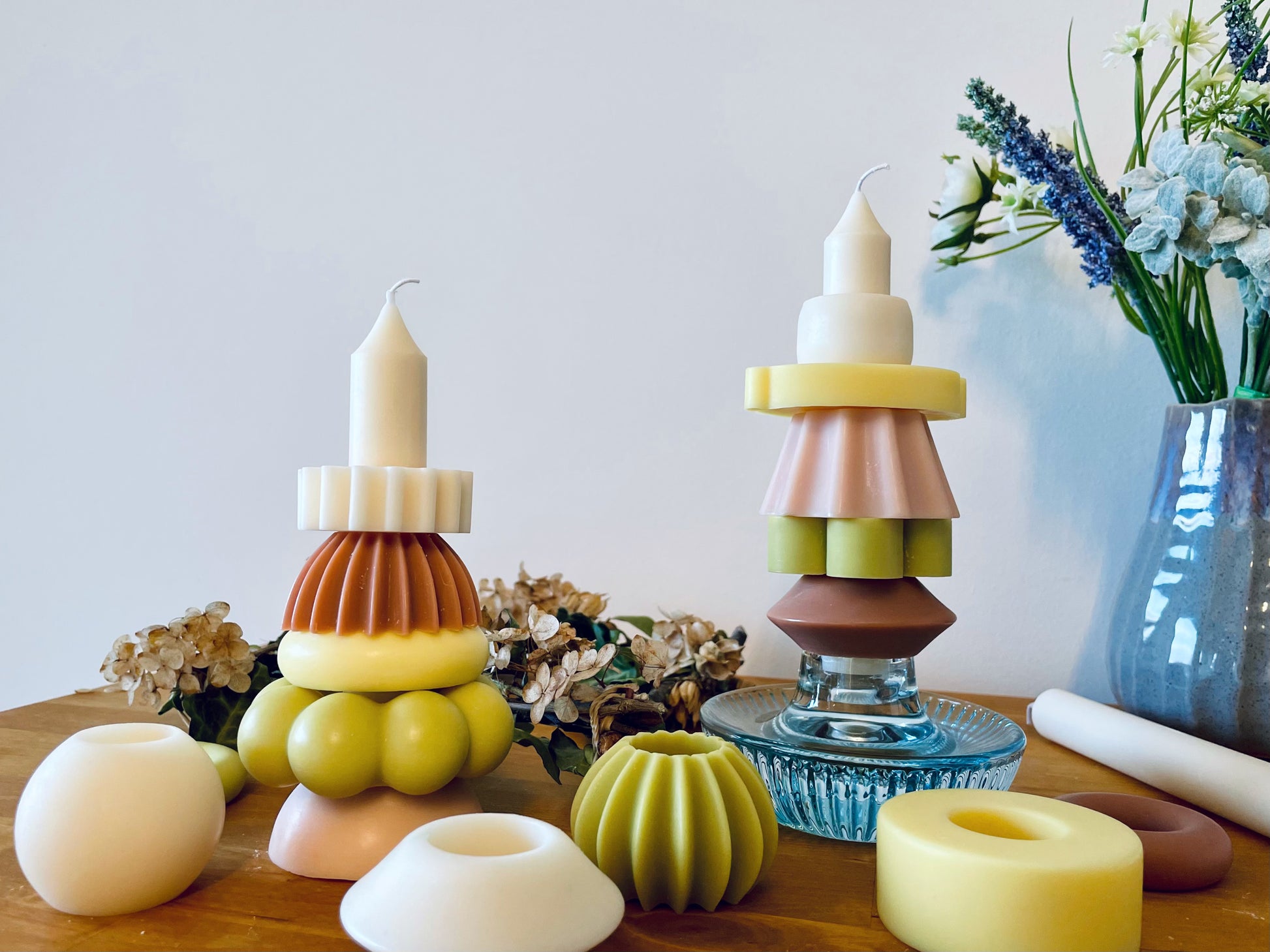 Stapelkerze_handgemachte Sojawachskerze